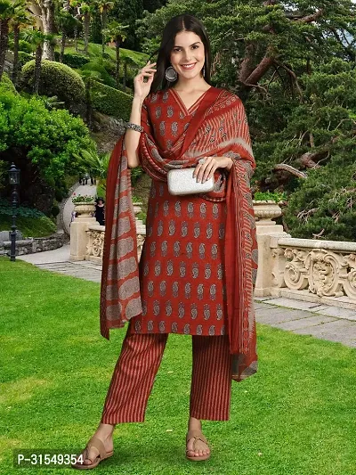 Fancy Cotton Blend Kurta Bottom And Dupatta Set For Women-thumb5