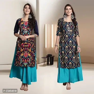 Fancy Rayon Kurtis For Women Pack Of 2-thumb0