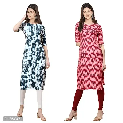 Stylish Digital Printed Women Crepe Kurta- Pack of 2-thumb0