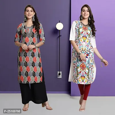 Fancy Crepe Kurtas For Women Pack Of 2-thumb0