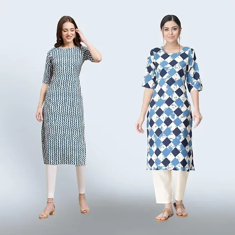 Attarctive Crepe Straight Kurti Combo For Women Pack Of 2