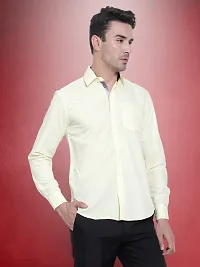 Reliable Beige Cotton Solid Long Sleeve Casual Shirts For Men-thumb2