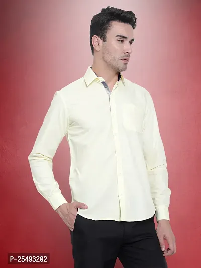 Reliable Beige Cotton Solid Long Sleeve Casual Shirts For Men-thumb3