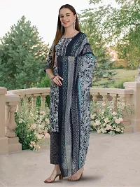 Fancy Cotton Blend Kurta Bottom And Dupatta Set For Women-thumb2