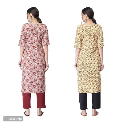 Attarctive Crepe Printed Straight Kurti Combo For Women Pack Of 2-thumb2