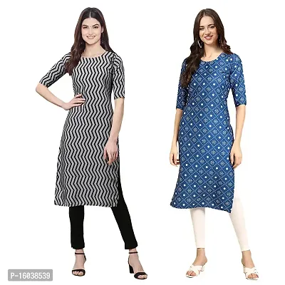 Stylish Digital Printed Women Crepe Kurta- Pack of 2