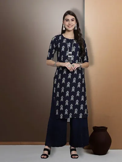 Stylish Multicoloured Crepe Straight Kurti