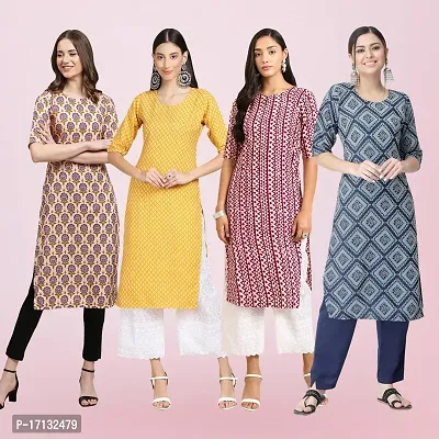 Women Stylish Crepe Printed Straight Kurta-thumb0