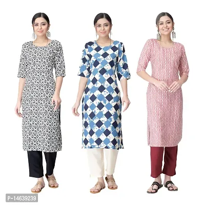 New Crepe Combo Printed Kurtis For Women Pack Of 3