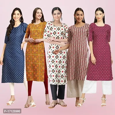 Women Stylish Crepe Printed Straight Kurta