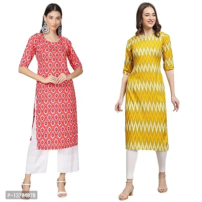 Stylish Crepe Printed Straight Kurta For Women- Pack Of 2-thumb0