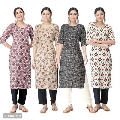 New Crepe Combo Printed Kurtis For Women Pack Of 4