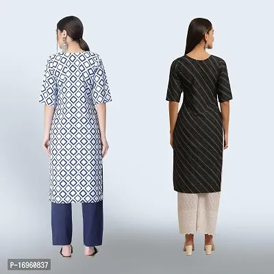 Women Stylish Crepe Ethnic Motif Casual Straight Kurta-thumb2