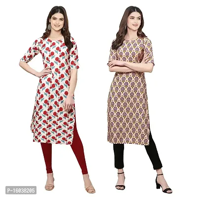 Stylish Digital Printed Women Crepe Kurta- Pack of 2