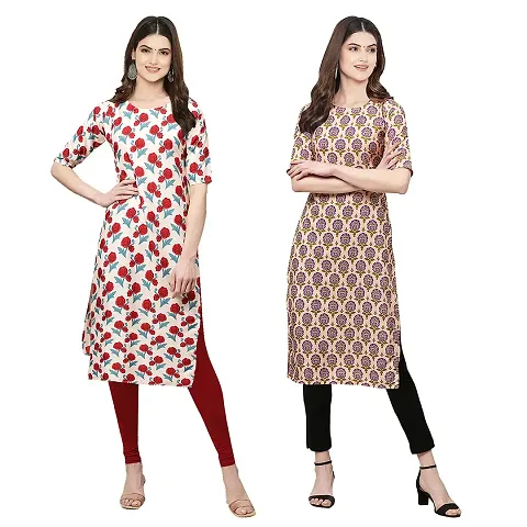 Fashionable Straight Crepe Kurta For Women Combo Pack Of 2