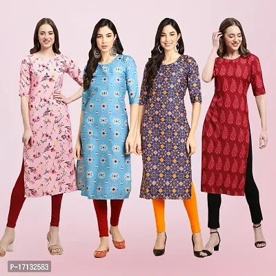 Women Stylish Crepe Printed Straight Kurta