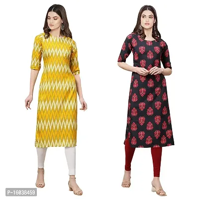 Stylish Digital Printed Women Crepe Kurta- Pack of 2