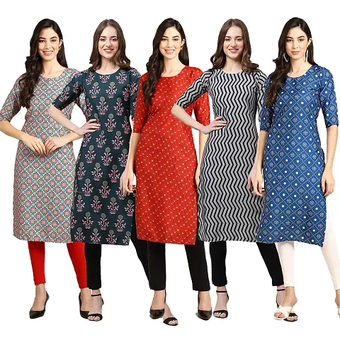 Fancy Combo of 5 Crepe Kurti