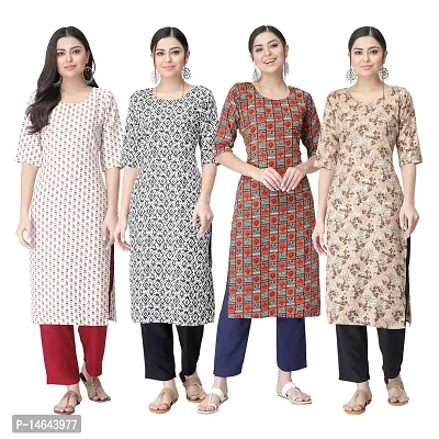 New Crepe Combo Printed Kurtis For Women Pack Of 4-thumb0