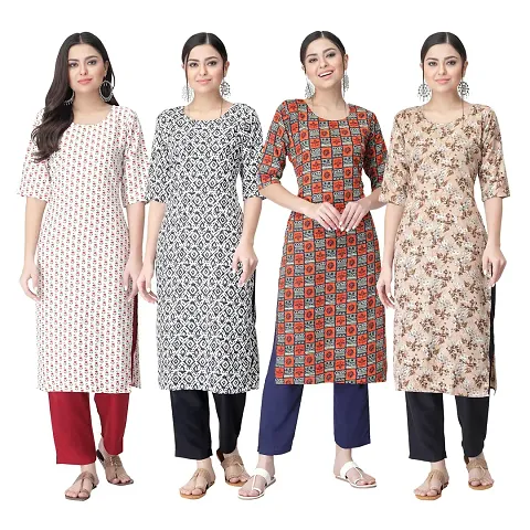 Trendy Crepe Kurta For Women- Combo Of 4