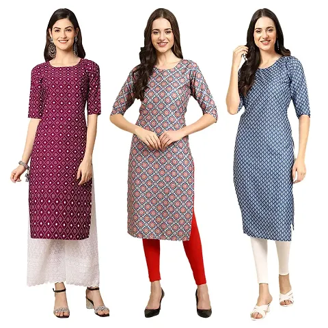 Fancy Combo of 3 Crepe Kurti