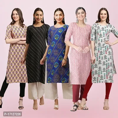 Women Stylish Crepe Printed Straight Kurta