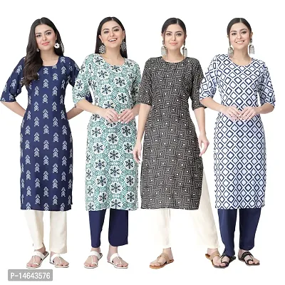 New Crepe Combo Printed Kurtis For Women Pack Of 4