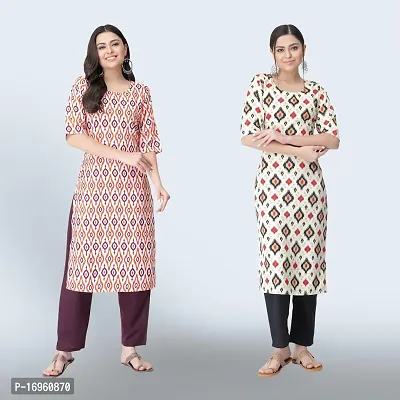 Women Stylish Crepe Ethnic Motif Casual Straight Kurta-thumb0