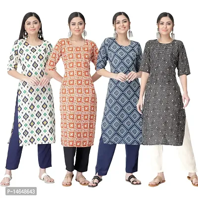 New Crepe Combo Printed Kurtis For Women Pack Of 4