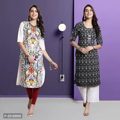 Fancy Crepe Kurtas For Women Pack Of 2-thumb0