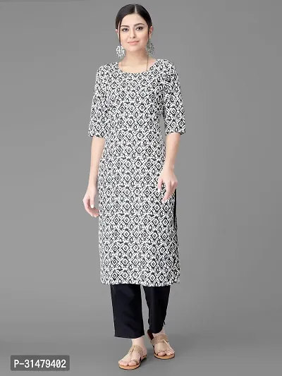 Stylish Crepe Printed Straight Kurta With Pant Set For Women-thumb2