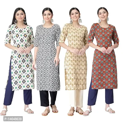 New Crepe Combo Printed Kurtis For Women Pack Of 4