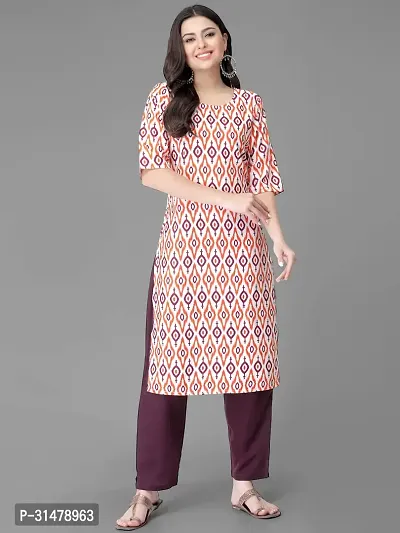 Stylish Crepe Printed Straight Kurta With Pant Set For Women-thumb2