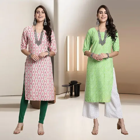 Fancy Rayon Kurtis For Women Pack Of 2