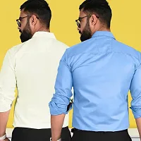 Comfortable Multicoloured Cotton Long Sleeve Formal Shirt For Men Pack Of 2-thumb1