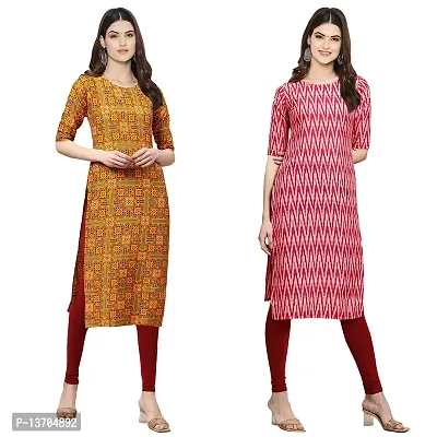 Stylish Crepe Digital Printed Kurta For Women- Pack Of 2