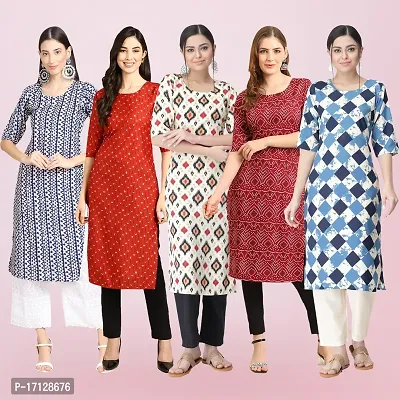 Women Stylish Crepe Printed Straight Kurta