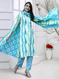 Stylish Cotton Blend Printed Kurta With Pant And Dupatta Set For Women-thumb2