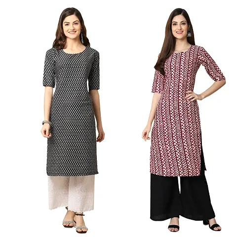 Straight Crepe Kurta Pack Of 2