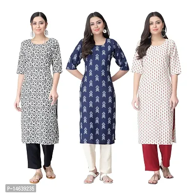 New Crepe Combo Printed Kurtis For Women Pack Of 3-thumb0