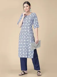 Straight White Printed Crepe Kurta-thumb4