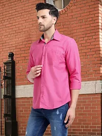 Reliable Pink Cotton Solid Long Sleeves Formal Shirt For Men-thumb1