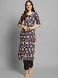 Stylish Navy Blue Crepe Printed Kurta Bottom Set For Women-thumb1