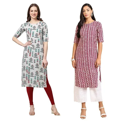 Stylish Crepe Printed Kurti - Pack of 2