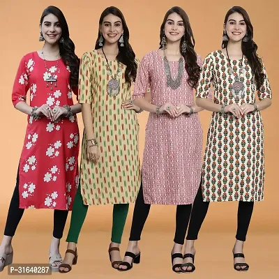 Attractive Multicoloured Printed Crepe Kurtas For Women Pack Of 4