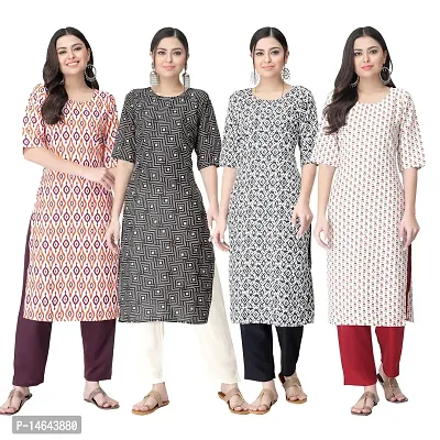 New Crepe Combo Printed Kurtis For Women Pack Of 4