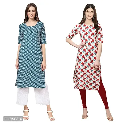 Stylish Digital Printed Women Crepe Kurta- Pack of 2-thumb0