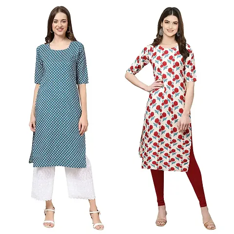 Stylish Digital Woman Crepe Kurtis Pack of 2