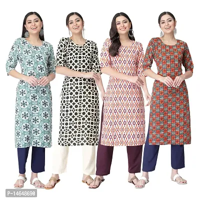 New Crepe Combo Printed Kurtis For Women Pack Of 4