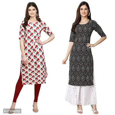 Stylish Crepe Digital Printed Kurta For Women- Pack Of 2